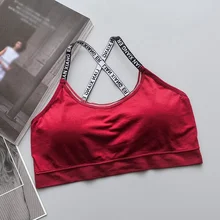 Летнее женское нижнее белье с буквенным принтом, бесшовный бюстгальтер с бретельками на спине