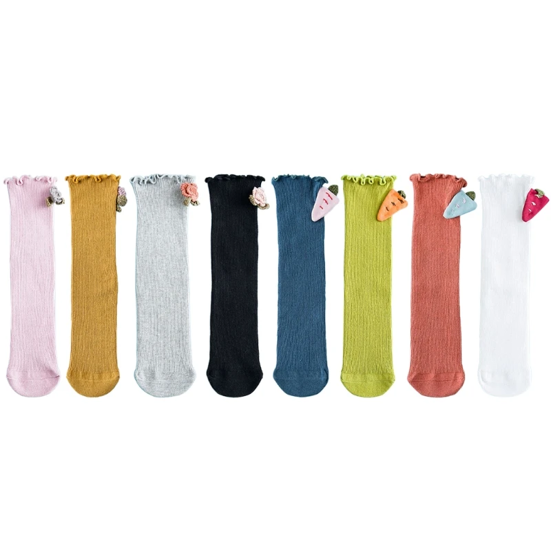 

Baby Girls Cotton Socks Candy Color Knee High Sockings Carrot Flower Doll Knit Leg Warmer