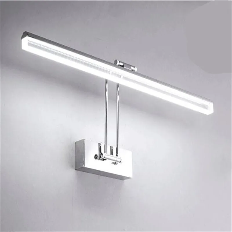 moderna breve rotativo impermeabile acrilico in acciaio inox luminoso led specchio per bagno soggiorno lampada da