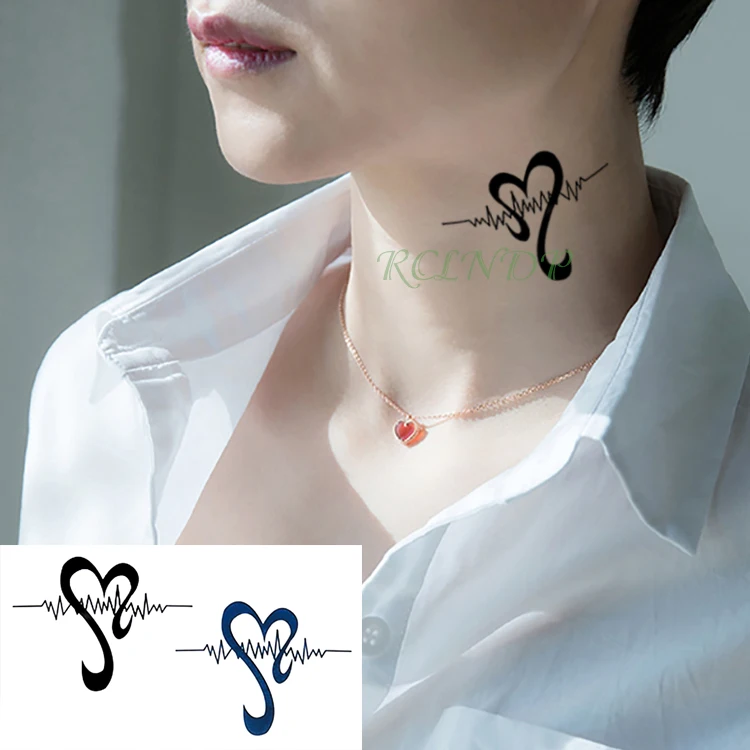 

Waterproof Temporary Tattoo Sticker Wave Love Heart Fake Tatto Flash Tatoo Tatouage Wrist Foot Hand Neck For Girl Women Men