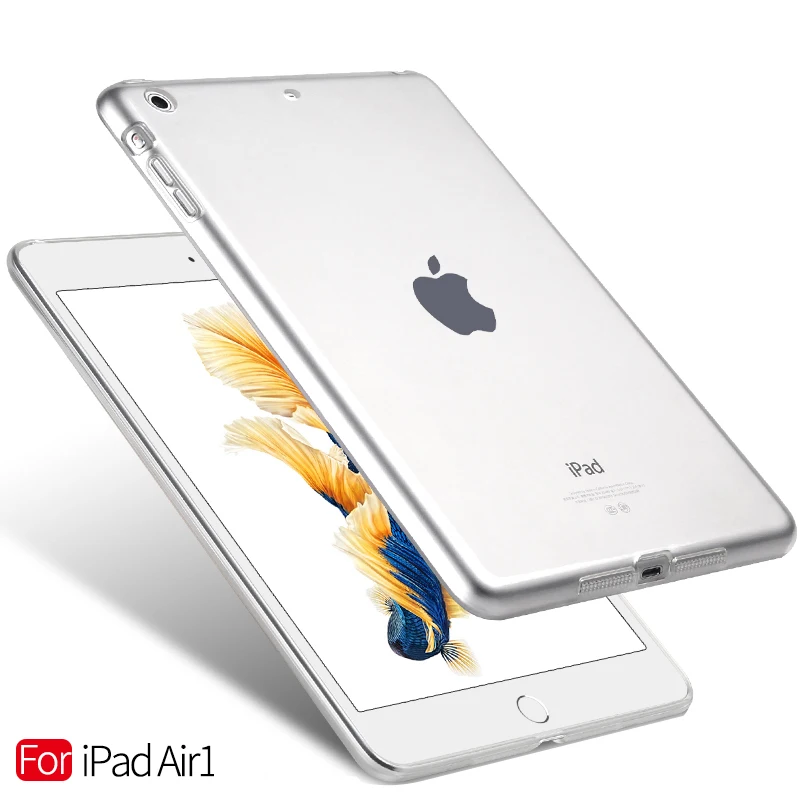 

TPU Transparent Cover Case for 9.7 iPad Air ,Crystal Back Covers Protective for iPad 5 Tablets Clear Black Blue Red Pink Purple