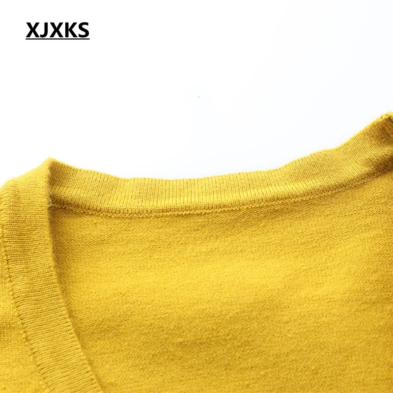 XJXKS кашемировый кардиган женский Повседневный милый свитер, вязаный крючком топы с v-образным вырезом с длинным рукавом с вышивкой Весна Осень кардиганы