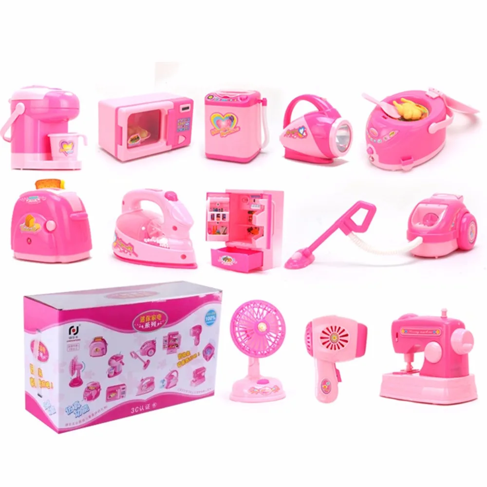

12Pcs Super Combination Mini Microwave+Vacuum+Refrigerator+Other Accessory High Simulation Appliance Pretend Play Toys for Kids