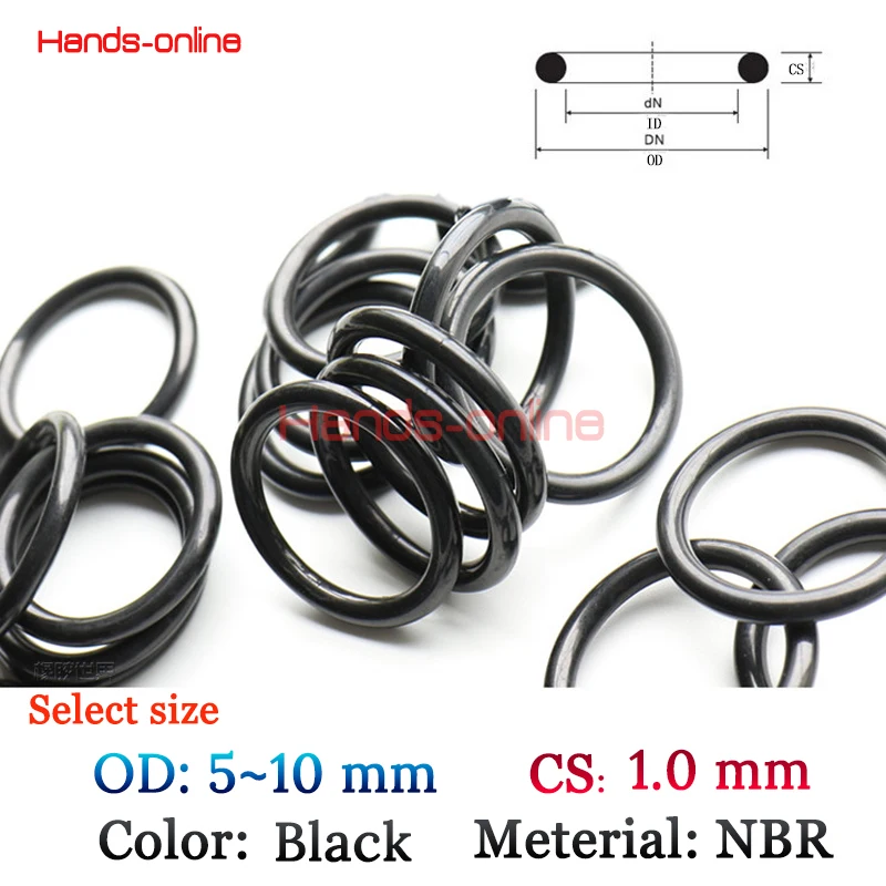 

10pcs/lot OD 5/5.2/5.5/6/6.5/7/7.5/8/9/9.5/10 mm O-rings O Ring oil seal resistant NBR sealing o-ring 5~10mm OD x 1.0mm CS