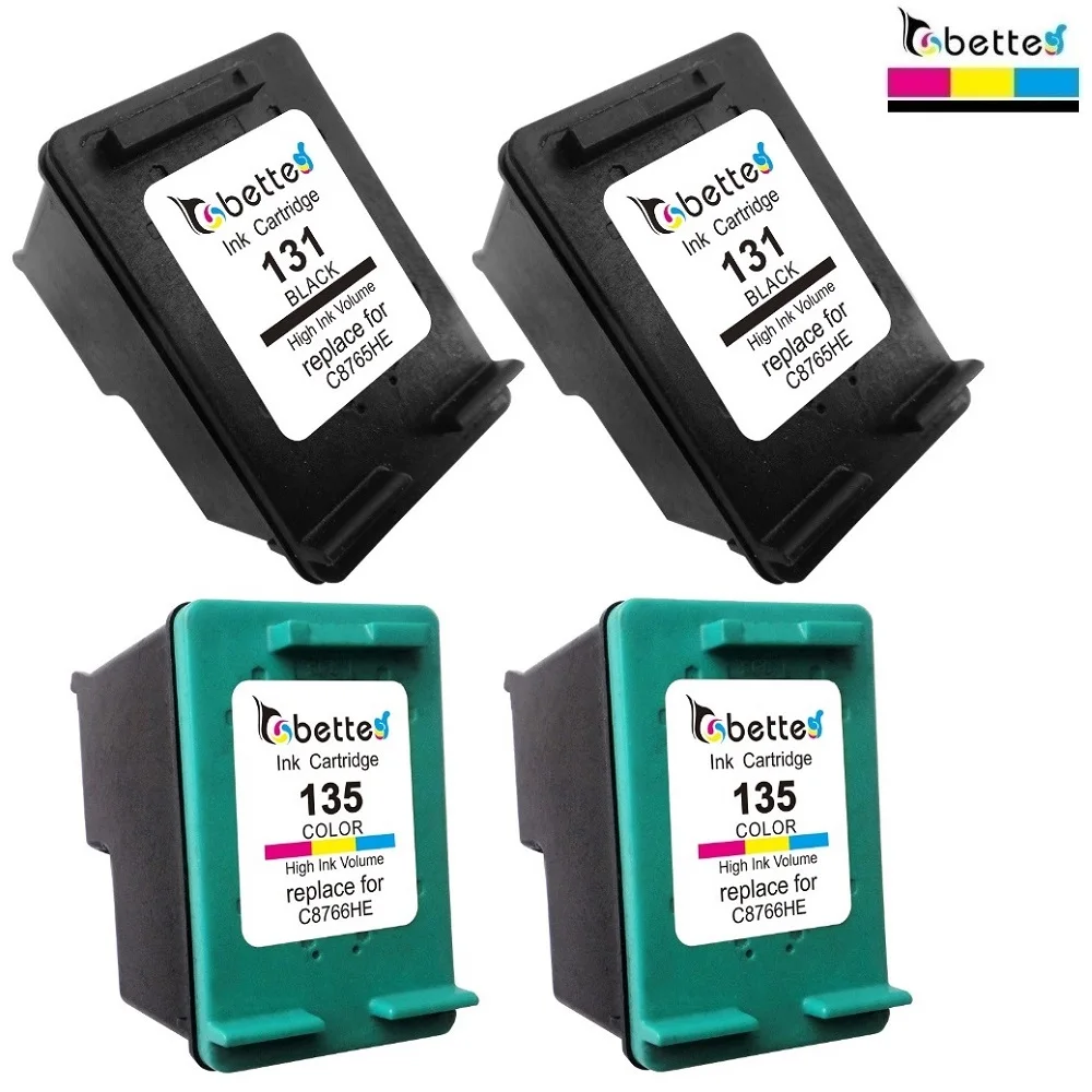 4P,Bette Ink Cartridge Replace for HP 131 135 Photosmart C3110 C3125 C3135 C3140 C3150 C3170