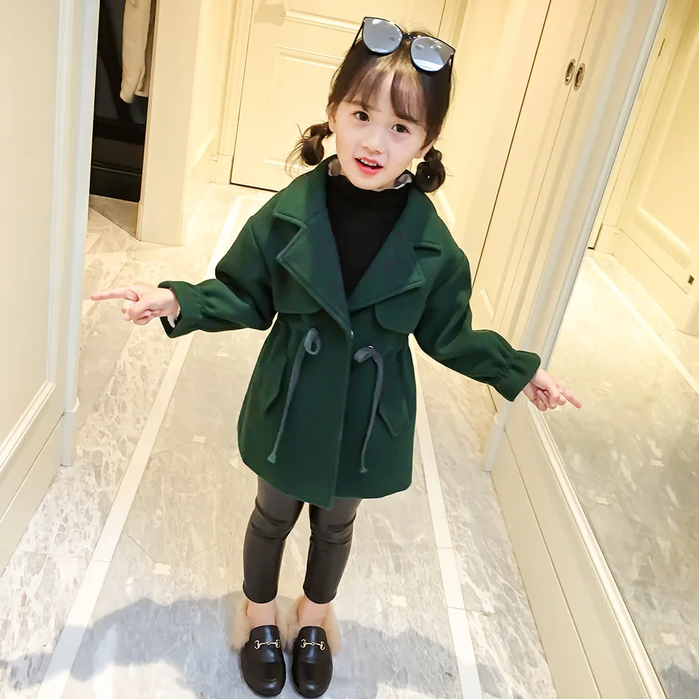 

New Autumn Winter Baby Girls Wool Blends Coat Kids Thick Warm Princess Wool Coat Girls Windproof Outwears