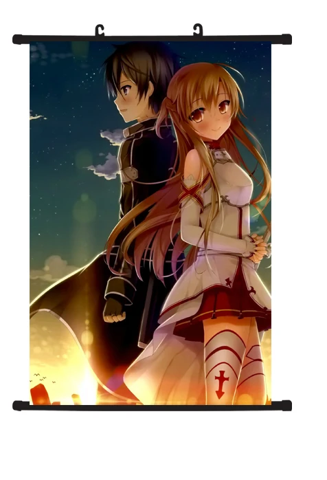

Hot Anime Sword Art Online Kirito Yuuki Asuna Cute Home Decor Poster Wall Scroll E