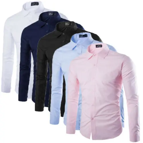 

2019 New Men Casual Formal Shirts Slim Fit Shirt Top Long Sleeve Business Work Luxury Formal Shirts Size M L XL XXL XXXL