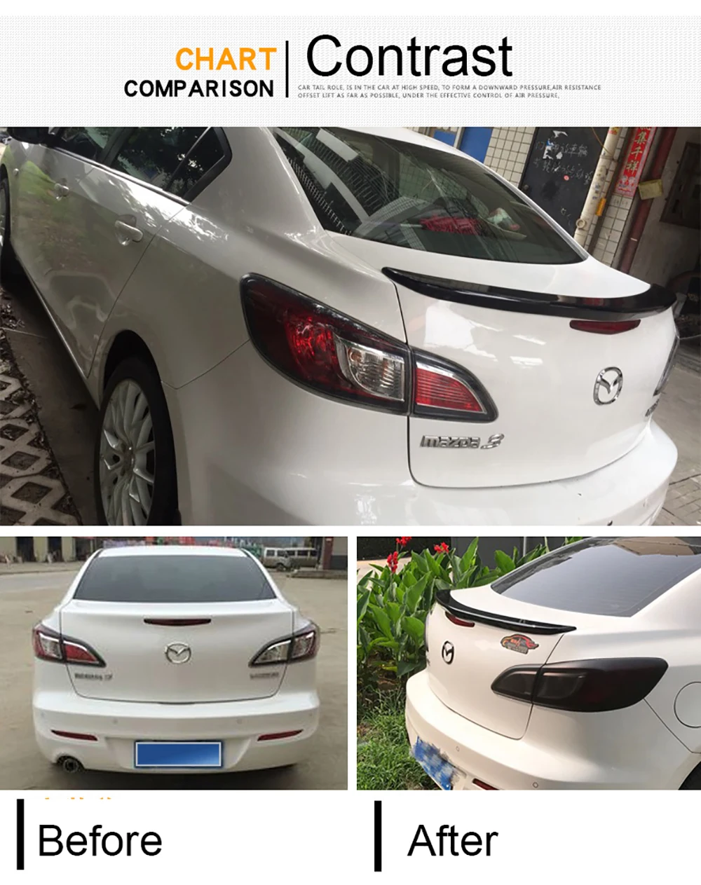 AITWATT белый задний спойлер для Mazda 3 M3 2011 2012 2013 2014 2015 ABS неокрашенный багажник крыло
