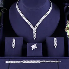 jankelly Nigeria Bridal Zirconia For Women Party Luxury Dubai Necklace Earringa Rings CZ Crystal Wedding Jewelry Sets
