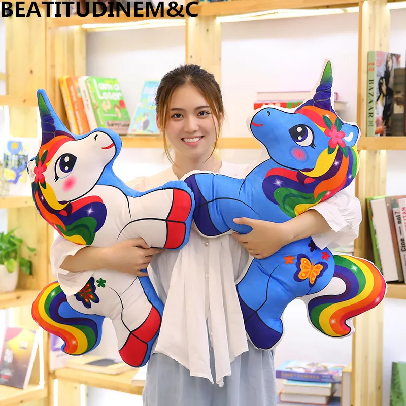 

New Large Unicorn Rainbow Horse Pillow Plush Toy Sofa Cushion Children's Toys Baby Comfort Toys Children's Toys Home Decor
