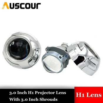 

2pcs 3.0 inch car Bi xenon H1 hid Projector lens metal holder with shrouds xenon kit bulb headlamp H1 H4 H7 model car modify