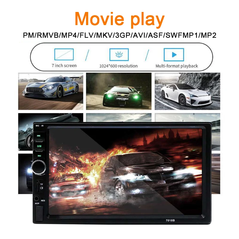 2 Din 7" Car MP3 Player 1080HD Touch Screen Bluetooth Stereo Radio Player FM/MP5/USB Rear View Camera Mirror Link For Andriod pioneer double din