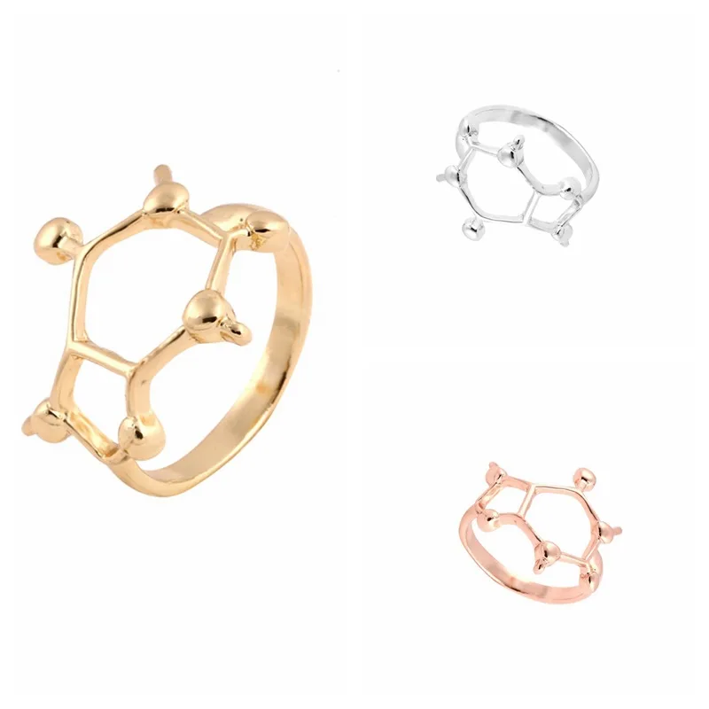 

TTMM High quality Smooth surface copper material color protect plating Dopamine molecular shape Ring for women R1