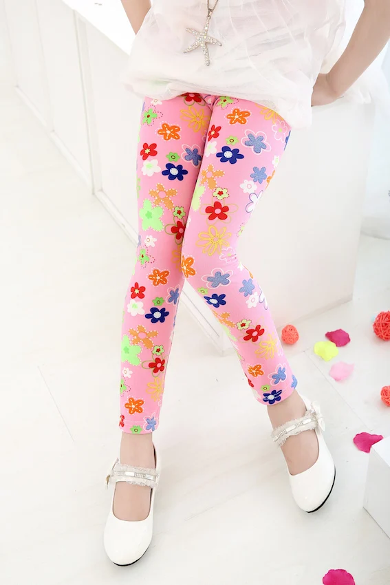 Милые корейские штаны с цветочным принтом ярких цветов для детей 2-7 лет, милые леггинсы бабочки для маленьких девочек, розничная - Цвет: 9