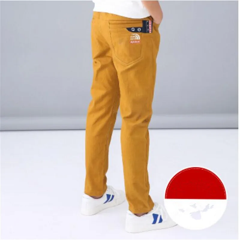 Детские штаны для мальчиков, штаны для мальчиков, детские осенние штаны, повседневные брюки из чистого хлопка, зимние модели из плотного бархата - Цвет: Yellow