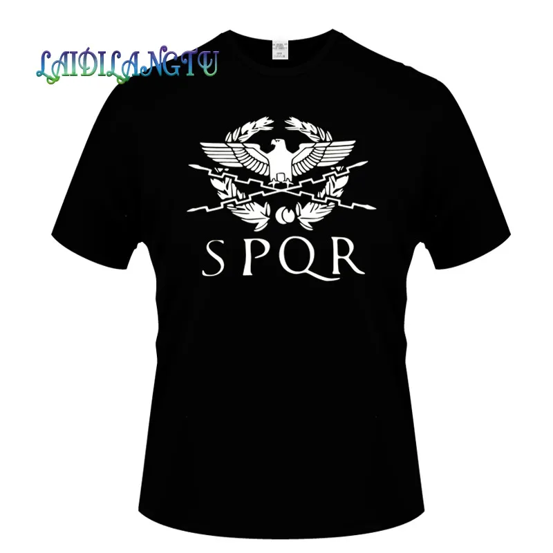 

Summer Fashion Roman Empire T Shirts Men SPQR T Shirt Tops Cotton Short Sleeve Eagle banner T-shirt Tee
