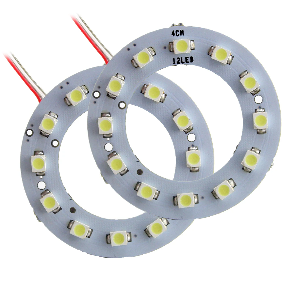 YM E Bright 2 пары (4 шт.) 40 мм Angel Eye 12SMD 1210 3528 Светодиодный Halo Кольца DC 12V DRL Лампа фара