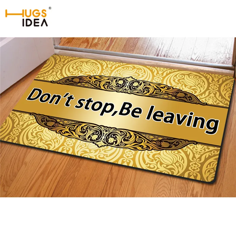 HUGSIDEA золотые ковры для гостиной с надписью Добро пожаловать Роскошные домашние гостиничные коврики Противоскользящие коврики для ванной кухни