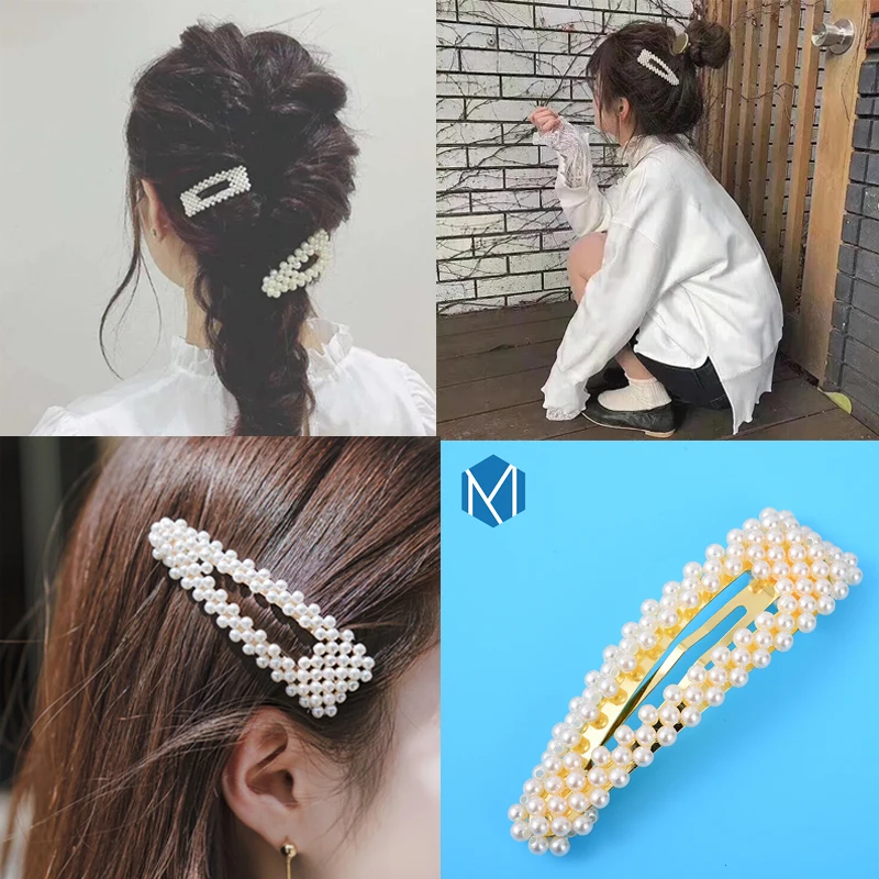 

M MISM Woman Hair Clips Hot Sale Pearl Hairpins Kroean Style Barrettes Girl Hair Accessories Alloy BB Hairgrip Fashion Headwear