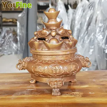 

Vintage Design China Style pure Bronze Incense Burner Censer Metal Craft Home Decor Buddhist Living Room Supplies