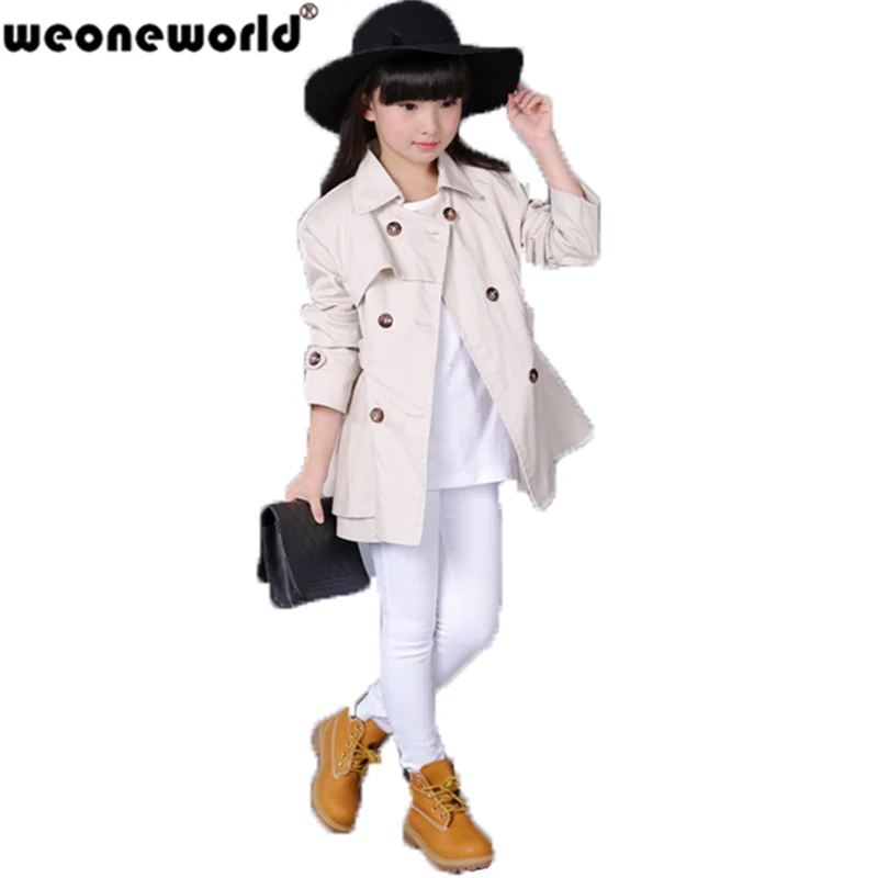 WEONEWORLD/Новинка сезон весна осень двубортный кардиган для девочек пальто