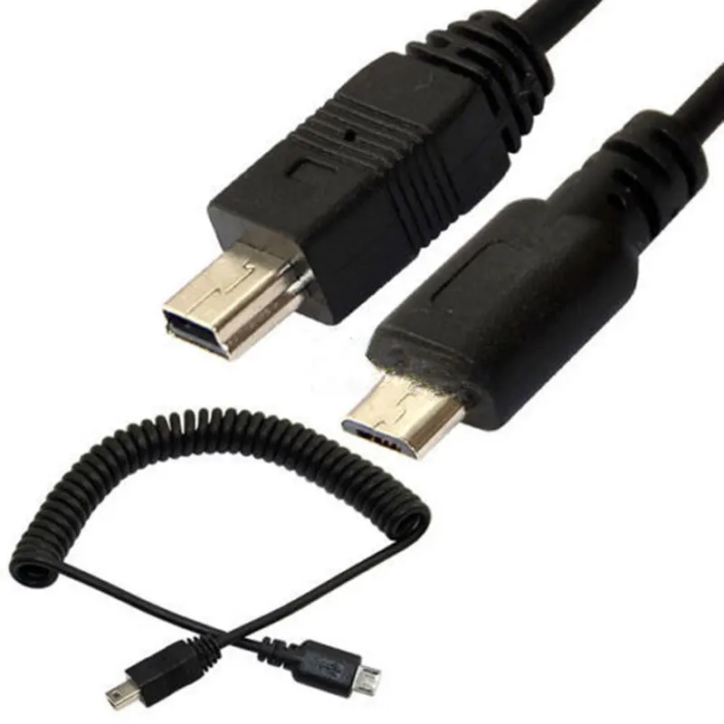 Spiral Coiled Micro USB B 5Pin M to Mini Male adapter adaptor Cable 1.5M 5FT | Компьютеры и офис