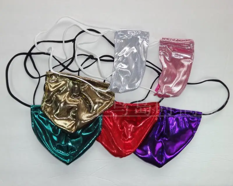 Mens sexy  thong adjustable bags belt gold and silver metallic color 3