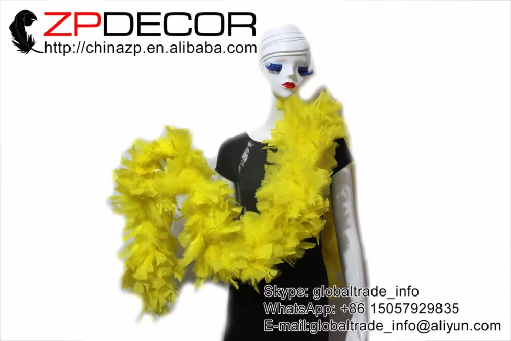 yellow turkey flat feathers boa (4)