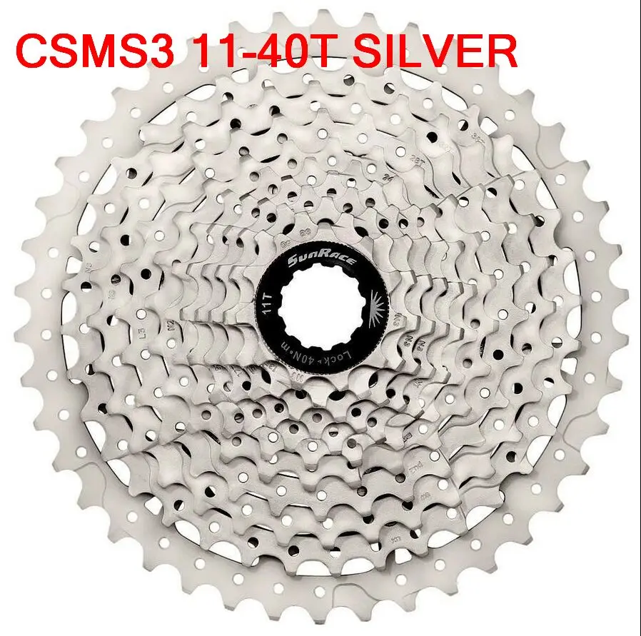 Sunracing 10 скоростей CSMS3 CSMX3 11-40t 11-42T 10s широкое соотношение mtb горный велосипед кассета свободного хода велосипедный маховик - Цвет: MS 11T to 40T Silver