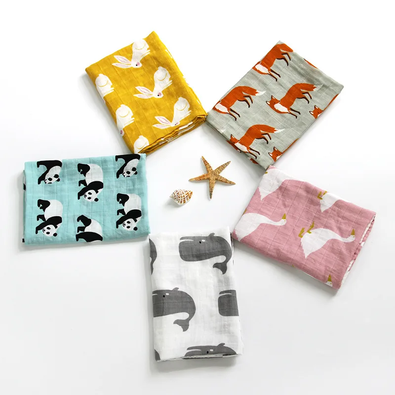 Hot Baby Towel 58x58cm 2 Layers Organic Cotton gauze Material Children Towels Soft Cartoon Towel Baby Bath For Newborns