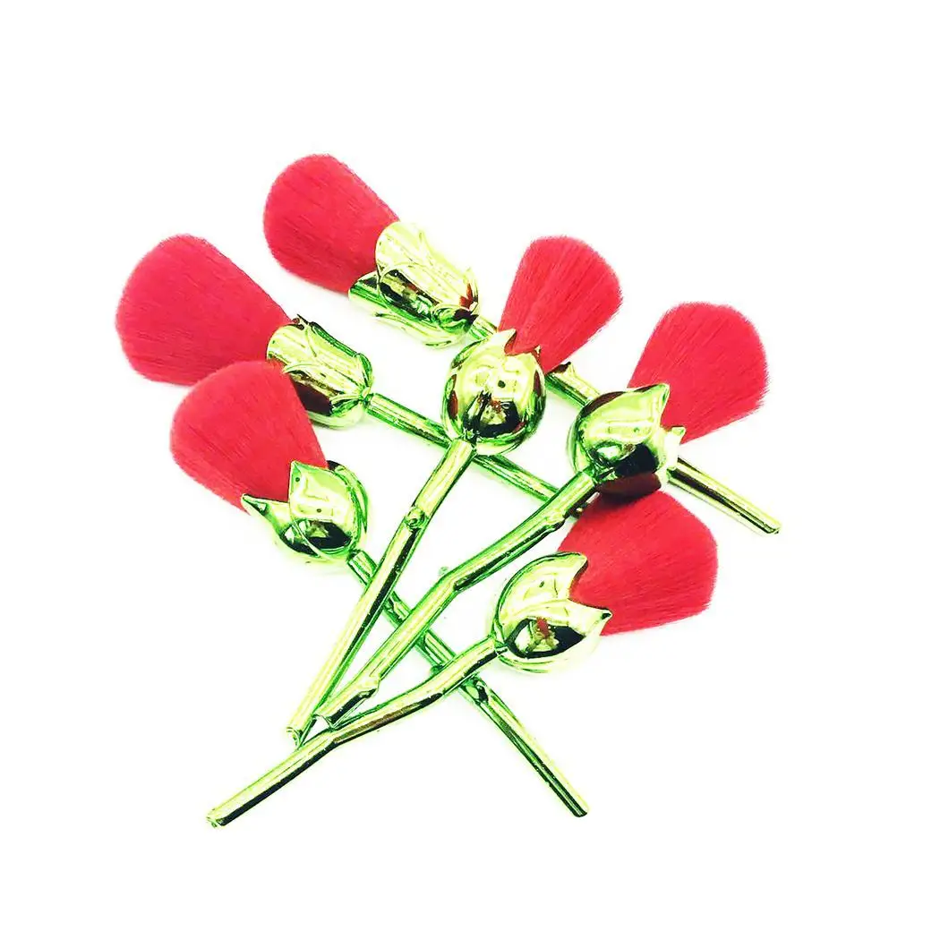 

6PCS/Set Makeup Brushes Rose Flower Design 4cm/1.6inch Plastic Cosmetic 15cm/5.9inch Foundation Brush Sets