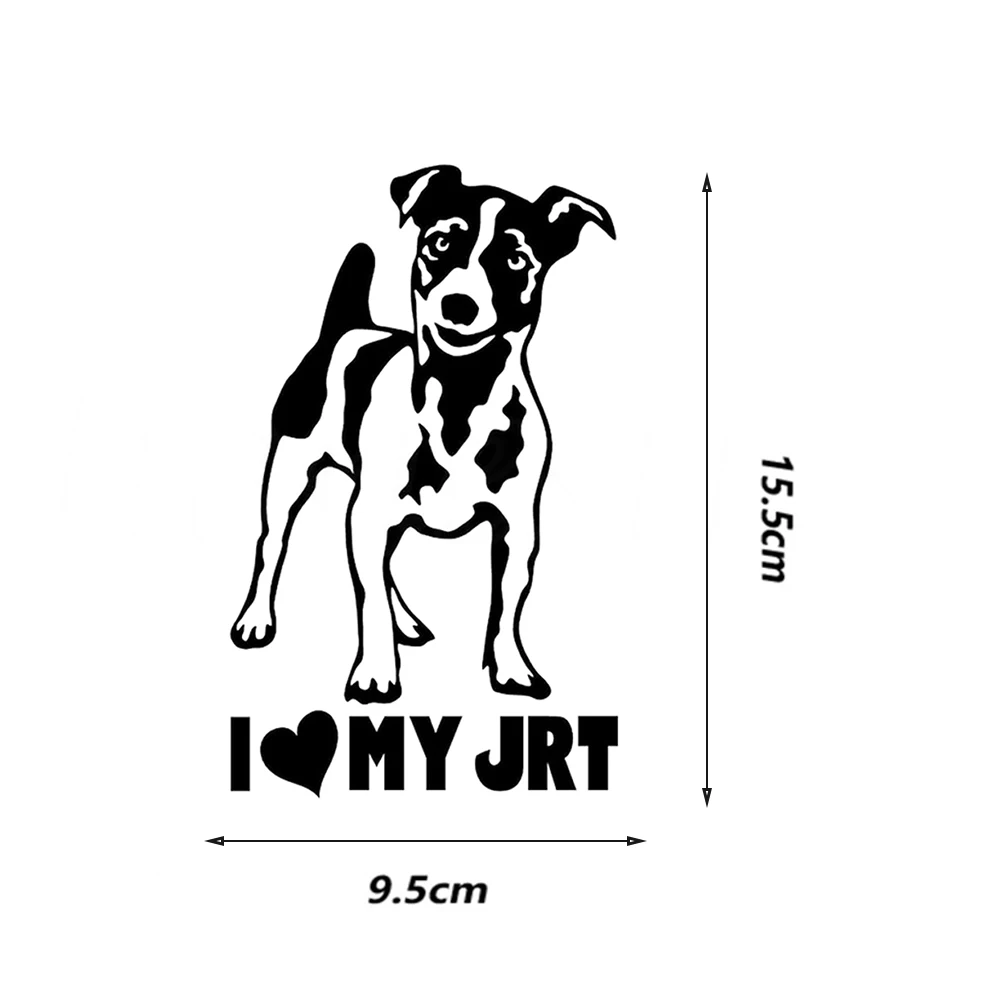 Виниловая наклейка "I Love My JRT" Джек Рассел Терьер Собака Щенок любовь 15,5x9,5 см