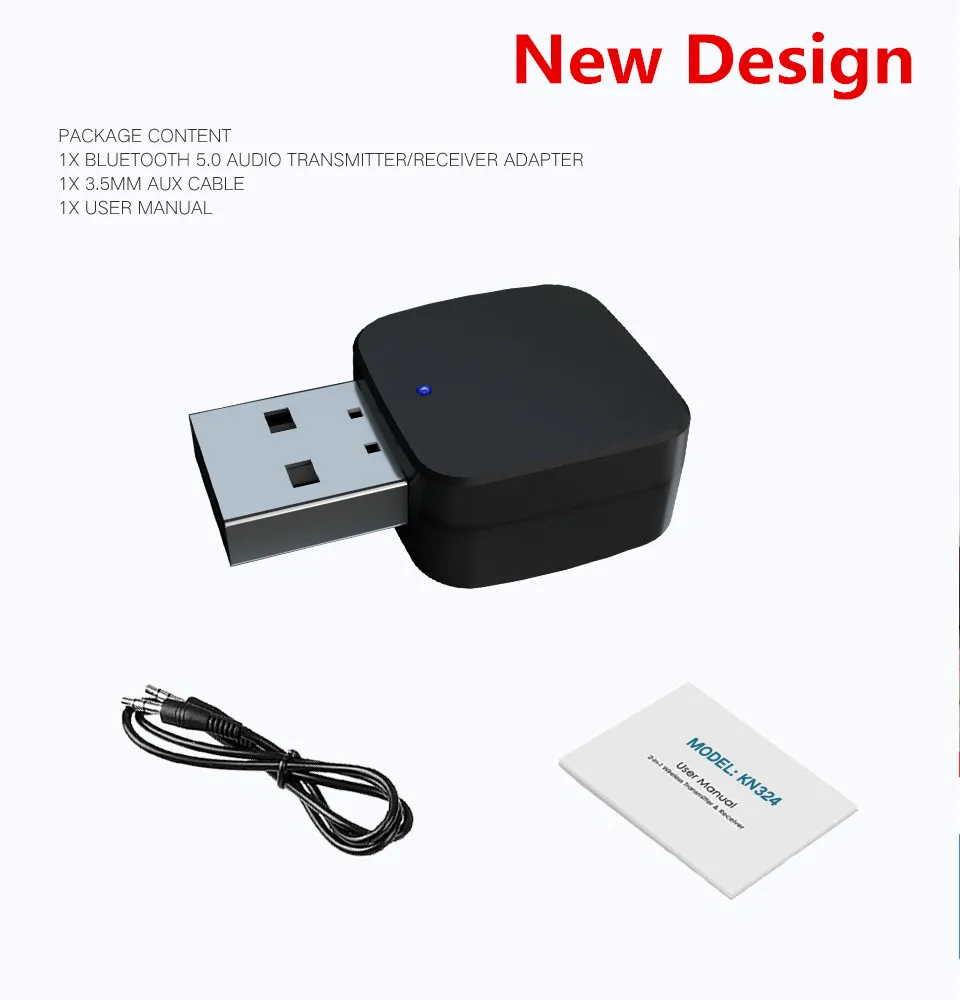 KEBIDU беспроводной Bluetooth передатчик приемник 3,5 мм стерео аудио USB музыкальный адаптер мини USB Bluetooth 5,0 адаптер для ноутбука ПК - Цвет: new design