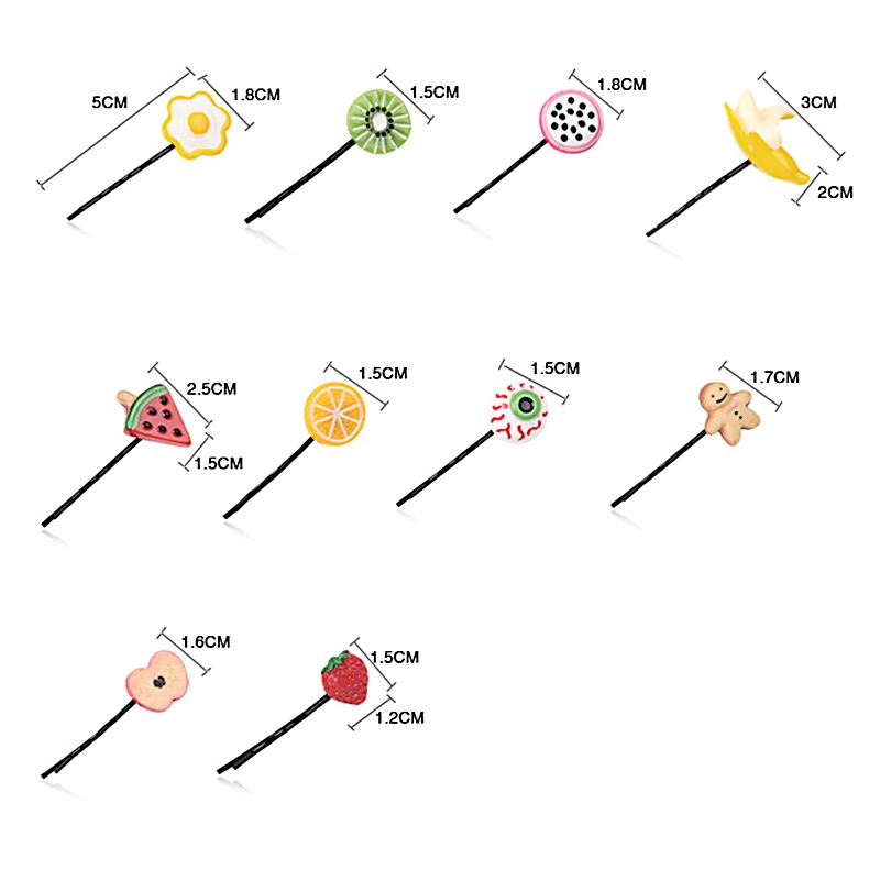 1 шт. Детские аксессуары для волос Harajuku фруктовый кусок боковые зажимы имитация Арбуз Лимон заколки для волос слово клип головной убор