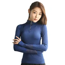 Для женщин с длинным рукавом для бега йоги спорта топы сетки Топ для тренировок фитнес-Спорт футболки с отверстием для большого пальца