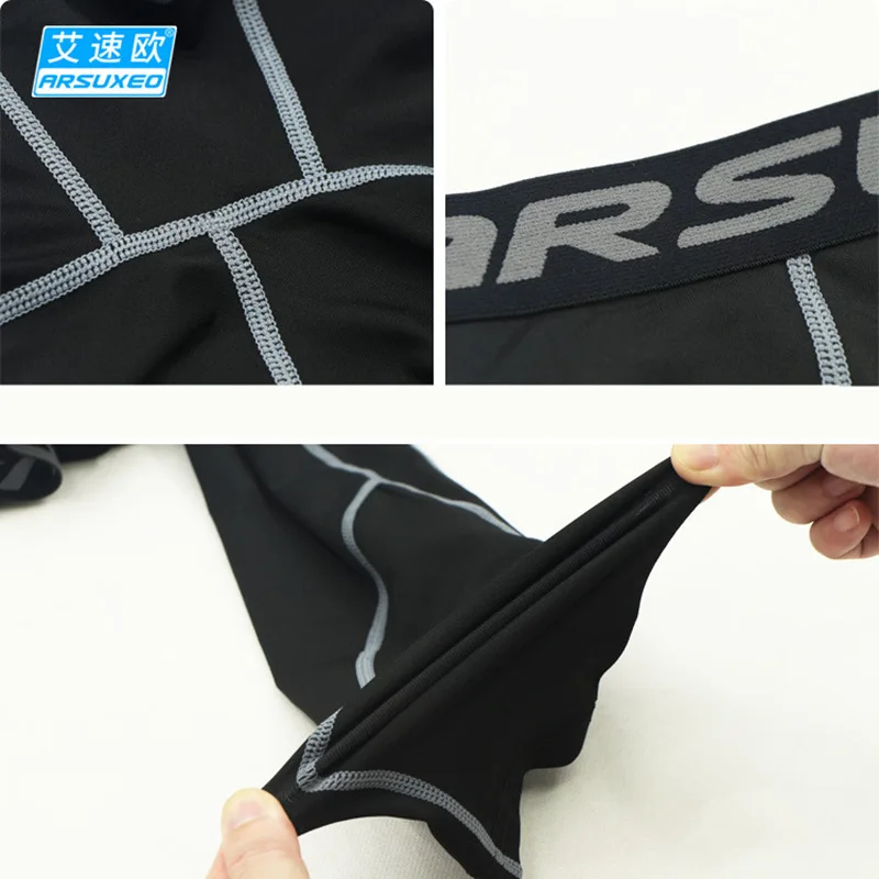 ARSUXEO 2018 Running Tights Men Compression Pants Tights Workout Leggings Running Sports Skinny Gym Male Trousers Fitness Pants