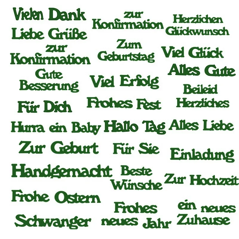 

Basic German Phrases Words Metal Die Cuts Cutting Dies For DIY Scrapbooking Embossing Paper Cards Decorative Crafts New 2019 Die
