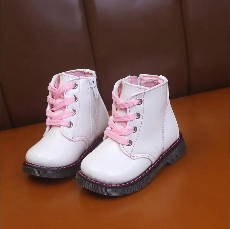 Осенне-зимние ботинки для девочек; кружевные детские ботинки; модные зимние ботинки; детская обувь для маленьких девочек - Цвет: picture color