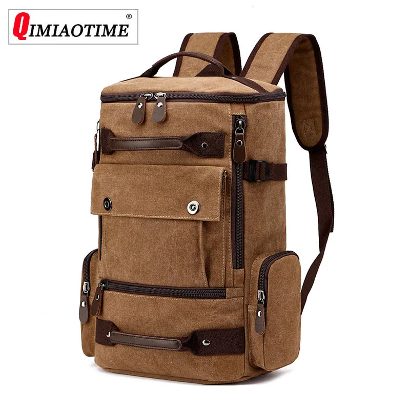 

2018Canvas Backpack Outdoor Men's Solid Color Large Capacity Leisure Multi-function Travel Bag Fashion Backpack Designers Brand