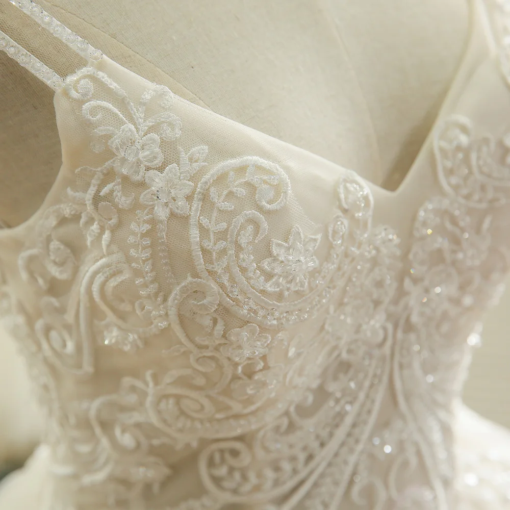 SL-231 винтажное Тюлевое свадебное платье трапециевидной формы с кружевной аппликацией