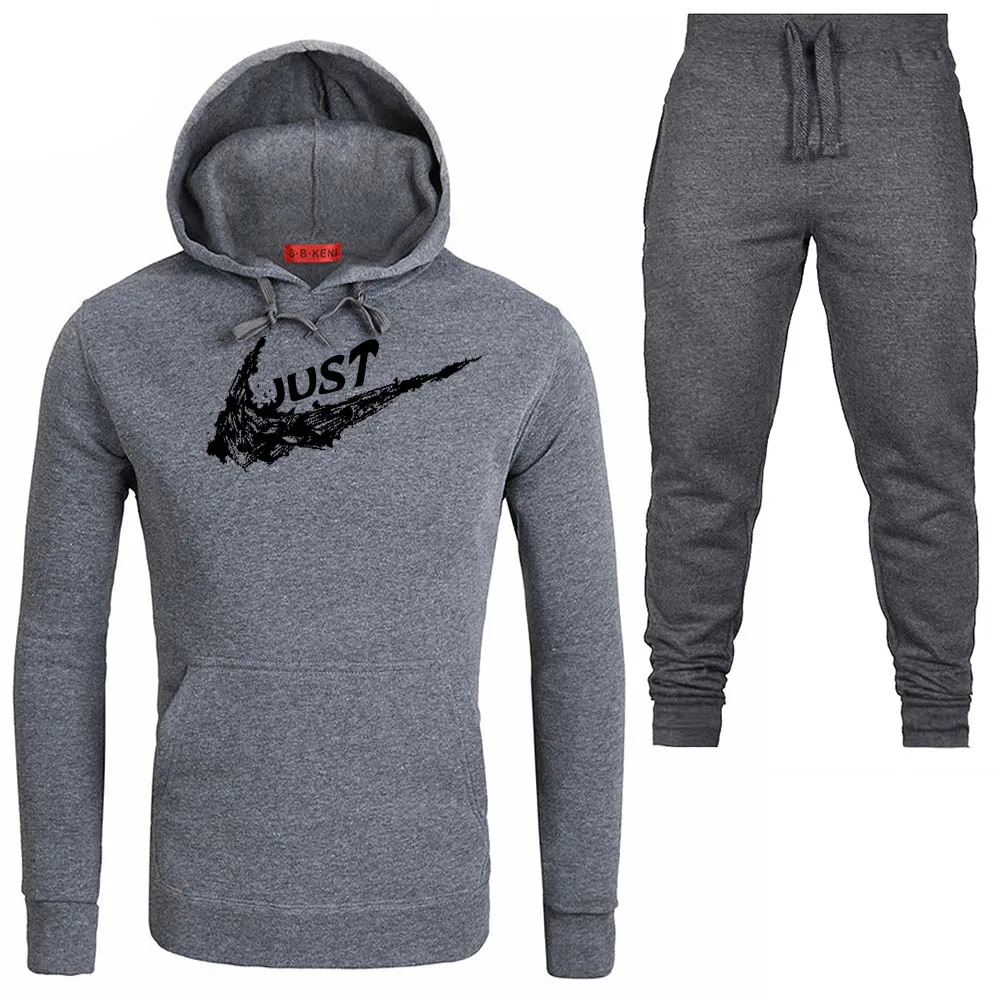 

2019 Brand Tracksuit Hoodies Men Sportswear Two Piece Sets JUST Hoodies+Pants Sporting Suit Male/Female Cotton Fleece Thick suit