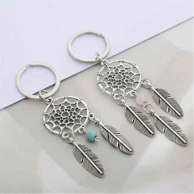 

Shuangshuo New Fashion Jewelry Dreamcatcher Keychain Couple Keychains Tassel Key Chain Valentine's Day Present chaveiro YSK009