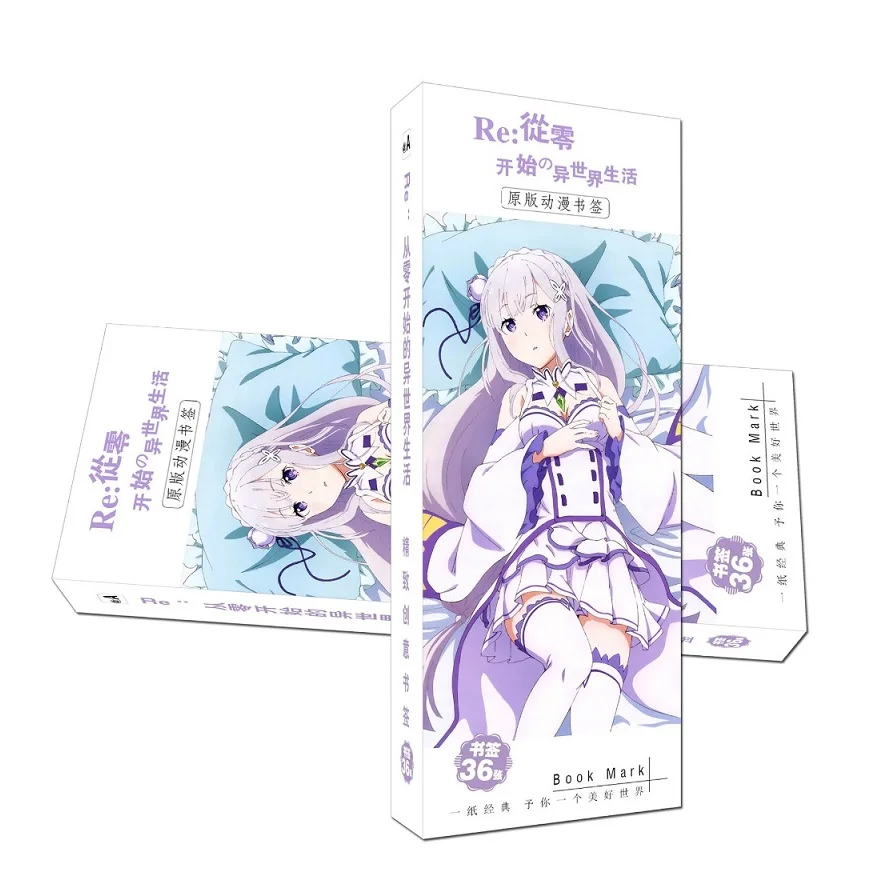 

36 Pcs/Set Anime Re:Life in a different world from zero Paper Bookmark Book Holder Message Card Stationery