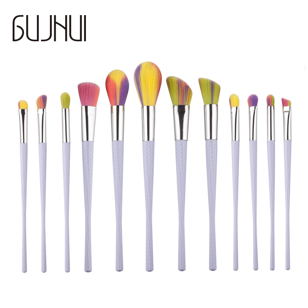 

Makeup Brushes 12pcs Thread Rainbow Professional Make Up Brush set Blending Powder foundation eyebrow eye contour Brush.