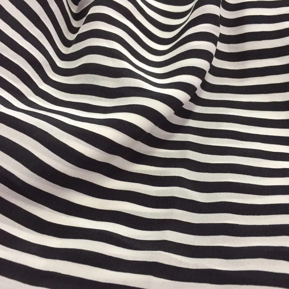 Полоса печати шелк крепдешин ткань для платья