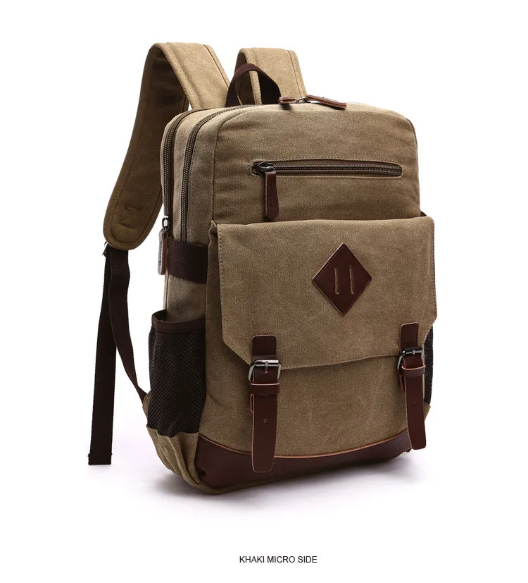 BERAGHINI Men Canvas Backpacks College Student School Backpack Bags for Teenagers Mochila Casual Rucksack Male Travel Daypack