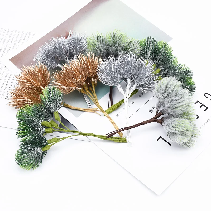 6pcs artificial plants decorative flowers wreaths vases for home decor needlework christmas diy gifts box fake plastic flowers