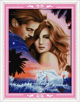 

Fantasy Couple Printed Canvas DMC Counted Chinese Cross Stitch Kits printed Cross-stitch set Embroidery Needlework