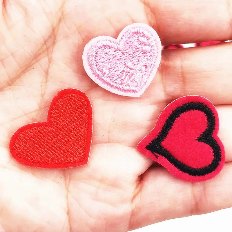 Mix 3 color 10pcs small size heart patches iron on clothing patches ...